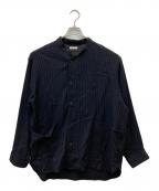ULTERIORアルテリア）の古着「シルクブレンドウールストライプシャツ」｜ネイビー