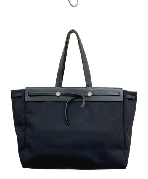 HERMES（エルメス）HERMES (エルメス) エールバッグ カバスMM/トワルオフィシエ カーフレザー/キャンバスレザー/トートバッグ ブラックの古着・服飾アイテム