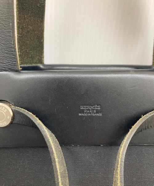 HERMES（エルメス）HERMES (エルメス) エールバッグ カバスMM/トワルオフィシエ カーフレザー/キャンバスレザー/トートバッグ ブラックの古着・服飾アイテム