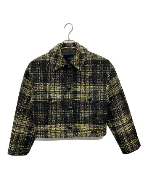allureville（アルアバイル）allureville (アルアバイル) リングツイードステンカラージャケット イエロー×ブラック サイズ:FREEの古着・服飾アイテム