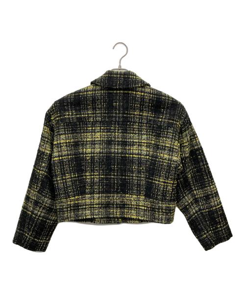 allureville（アルアバイル）allureville (アルアバイル) リングツイードステンカラージャケット イエロー×ブラック サイズ:FREEの古着・服飾アイテム