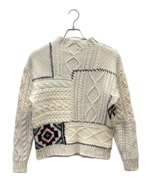 POLO RALPH LAUREN（ポロ・ラルフローレン）POLO RALPH LAUREN (ポロ・ラルフローレン) 50周年パッチワークモックネックセーター アイボリー サイズ:XSの古着・服飾アイテム