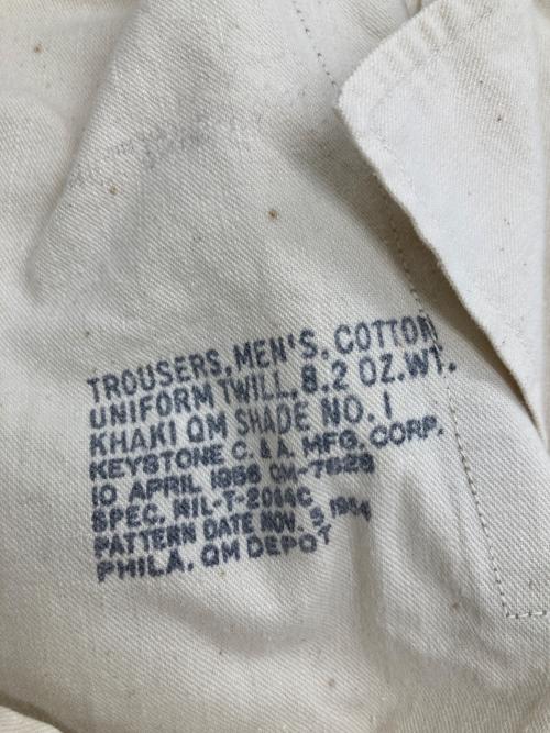 US ARMY（ユーエスアーミー）US ARMY (ユーエスアーミー) 50’S M-45ミリタリーチノトラウザー/ミリタリーチノ/8405-163-8705/50年代/スレキスタンプ カーキ サイズ:W34の古着・服飾アイテム