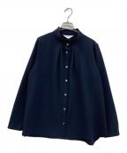 SOEJUソージュ）の古着「スタンドカラータックブラウス/ブラウス/ノーカラーブラウス/S-00-SB-031」｜ネイビー