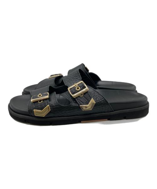 PELLICO SUNNY（ペリーコサニー）PELLICO SUNNY (ペリーコサニー) クロコ型押しフットベッドサンダル/クロコサンダル ブラック サイズ:38の古着・服飾アイテム