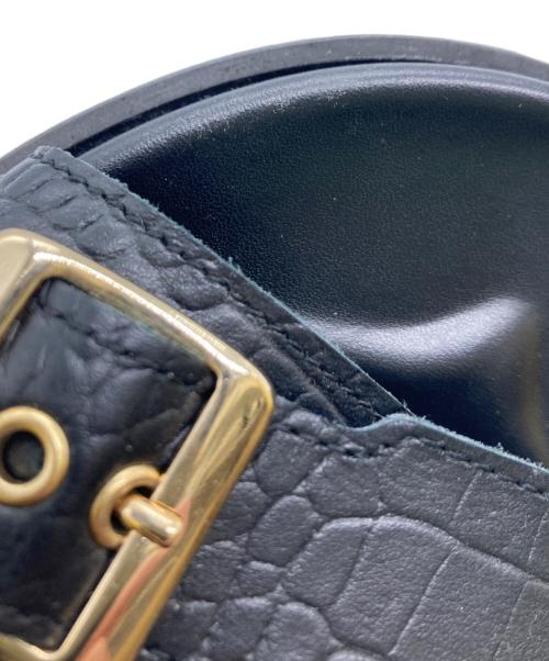 PELLICO SUNNY（ペリーコサニー）PELLICO SUNNY (ペリーコサニー) クロコ型押しフットベッドサンダル/クロコサンダル ブラック サイズ:38の古着・服飾アイテム