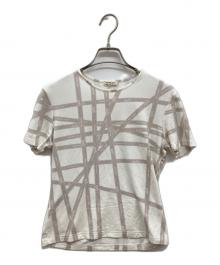 HERMES（エルメス）の古着「ボルデュックリボン/総柄Tシャツ/半袖カットソー」｜ホワイト×ベージュ