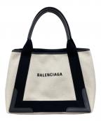 BALENCIAGAバレンシアガ）の古着「NAVY CABAS S ネイビーカバス トートバッグ/ハンドバッグ/キャンバスバッグ」｜アイボリー×ブラック