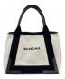 BALENCIAGA（バレンシアガ）の古着「NAVY CABAS S ネイビーカバス トートバッグ/ハンドバッグ/キャンバスバッグ」｜アイボリー×ブラック