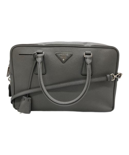 PRADA（プラダ）PRADA (プラダ) SAFFIANO LUX  BALTICO 2WAY ハンドバッグ/サフィアーノ ラックス バルティコ/ショルダーバッグ グレーの古着・服飾アイテム