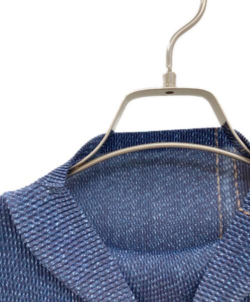 PLEATS PLEASE（プリーツプリーズ）PLEATS PLEASE (プリーツプリーズ) デニム転写プリントプリーツカットソー/半袖カットソー/セカンドスキン インディゴ サイズ:3の古着・服飾アイテム