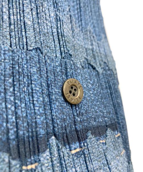 PLEATS PLEASE（プリーツプリーズ）PLEATS PLEASE (プリーツプリーズ) パッチワークデニム転写プリントプリーツノースリーブシャツ/前開きカーディガン/ノースリーブカットソー/PP12-JJ522 インディゴ サイズ:3の古着・服飾アイテム