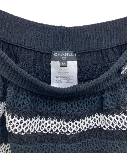 CHANEL（シャネル）CHANEL (シャネル) ボーダーショートパンツ/ニットパンツ/ハーフパンツ ブラック サイズ:36の古着・服飾アイテム