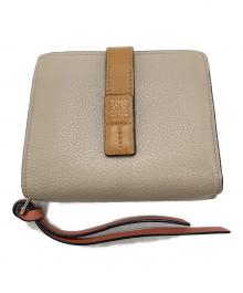 LOEWE（ロエベ）の古着「コンパクトウォレット/二つ折り財布/アナグラム」｜ベージュ×ピンク