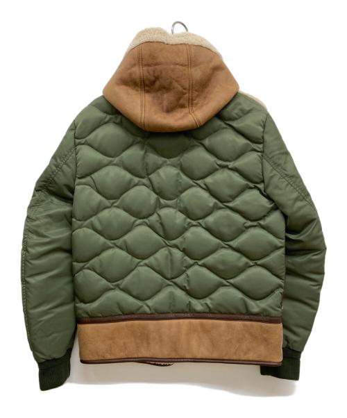 MONCLER（モンクレール）MONCLER (モンクレール) DELAGRANGE ダウンジャケット/デラグランジ/ダウンレザージャケット/ミリタリージャケット/ムートンジャケット オリーブ×アイボリー サイズ:4の古着・服飾アイテム