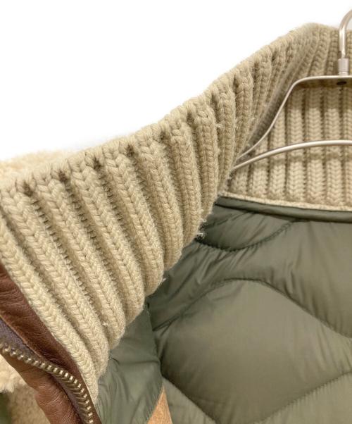 MONCLER（モンクレール）MONCLER (モンクレール) DELAGRANGE ダウンジャケット/デラグランジ/ダウンレザージャケット/ミリタリージャケット/ムートンジャケット オリーブ×アイボリー サイズ:4の古着・服飾アイテム