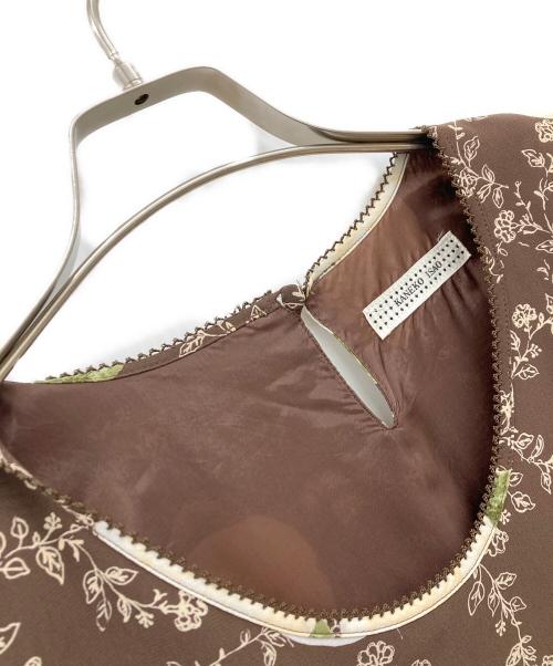 KANEKO ISAO（カネコ イサオ）KANEKO ISAO (カネコ イサオ) レトロ花柄 ノースリーブワンピース ブラウン サイズ:不明の古着・服飾アイテム