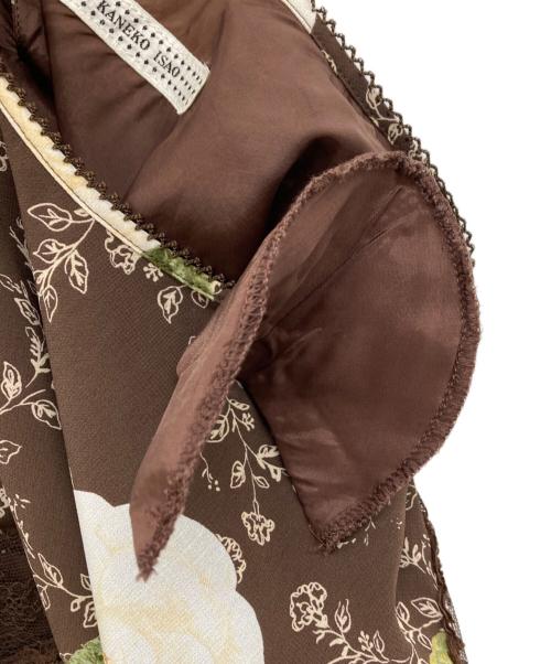 KANEKO ISAO（カネコ イサオ）KANEKO ISAO (カネコ イサオ) レトロ花柄 ノースリーブワンピース ブラウン サイズ:不明の古着・服飾アイテム