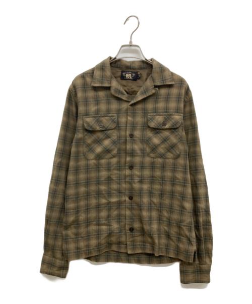 RRL（ダブルアールエル）RRL CARTER CAMP LONG SLEEVE SPORT SHIRT/カーターキャンプﾛﾝｸﾞｽﾘｰﾌﾞシャツ/カーターキャンプシャツ/オンブレチェックシャツ/チェックシャツ/782840997001 カーキ サイズ:XSの古着・服飾アイテム