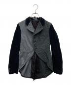BLACK COMME des GARCONSブラックコムデギャルソン）の古着「ペイズリー柄・コーデュロイ切替変形燕尾ジャケット」｜グレー×ブラック