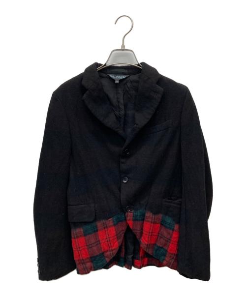 BLACK COMME des GARCONS（ブラックコムデギャルソン）BLACK COMME des GARCONS (ブラックコムデギャルソン) タータンチェックウールジャケット ブラック×レッド サイズ:XSの古着・服飾アイテム