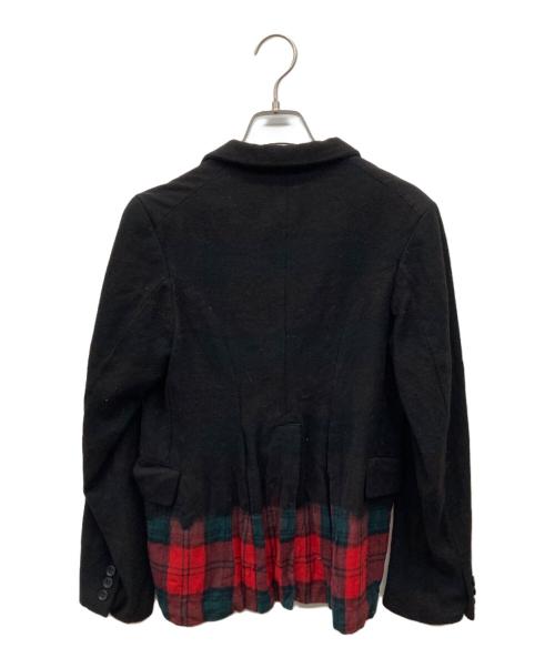BLACK COMME des GARCONS（ブラックコムデギャルソン）BLACK COMME des GARCONS (ブラックコムデギャルソン) タータンチェックウールジャケット ブラック×レッド サイズ:XSの古着・服飾アイテム