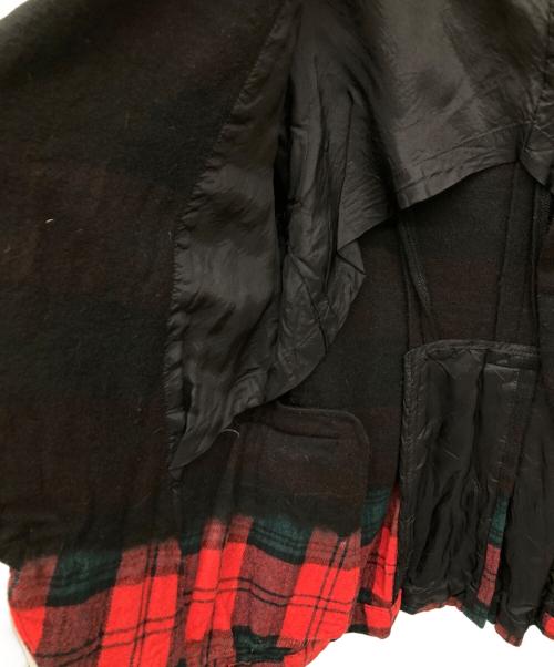 BLACK COMME des GARCONS（ブラックコムデギャルソン）BLACK COMME des GARCONS (ブラックコムデギャルソン) タータンチェックウールジャケット ブラック×レッド サイズ:XSの古着・服飾アイテム