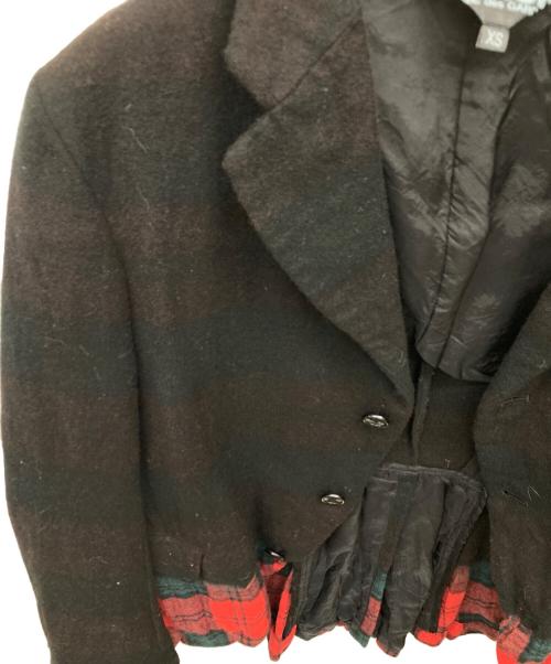 BLACK COMME des GARCONS（ブラックコムデギャルソン）BLACK COMME des GARCONS (ブラックコムデギャルソン) タータンチェックウールジャケット ブラック×レッド サイズ:XSの古着・服飾アイテム