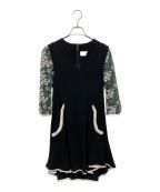 Mame Kurogouchiマメクロゴウチ）の古着「袖レースVネックワンピース」｜ブラック