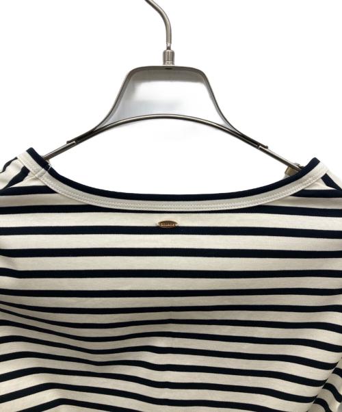 anuans（アニュアンス）anuans (アニュアンス) UネックボーダーTシャツ ホワイト×ブラック サイズ:S 未使用品の古着・服飾アイテム