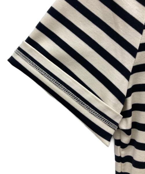 anuans（アニュアンス）anuans (アニュアンス) UネックボーダーTシャツ ホワイト×ブラック サイズ:S 未使用品の古着・服飾アイテム