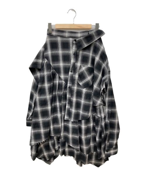 SLY（スライ）SLY (スライ) DAMAGE FLANNEL 2WAY スカート/ダメージフランネル2WAYスカート グレー×ブラック サイズ:SIZE 2の古着・服飾アイテム
