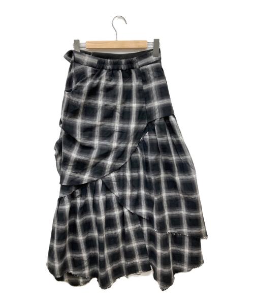 SLY（スライ）SLY (スライ) DAMAGE FLANNEL 2WAY スカート/ダメージフランネル2WAYスカート グレー×ブラック サイズ:SIZE 2の古着・服飾アイテム
