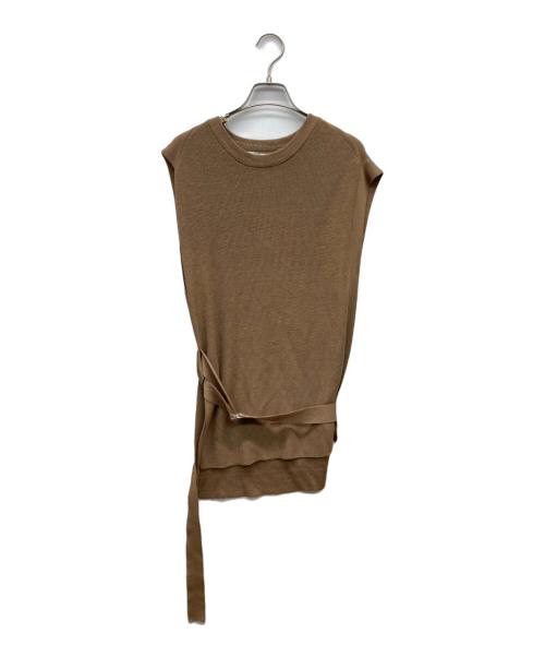 PRIORITY（プライオリティ）PRIORITY (プライオリティ) レーヨンリネンニットベスト ブラウン サイズ:38 未使用品の古着・服飾アイテム