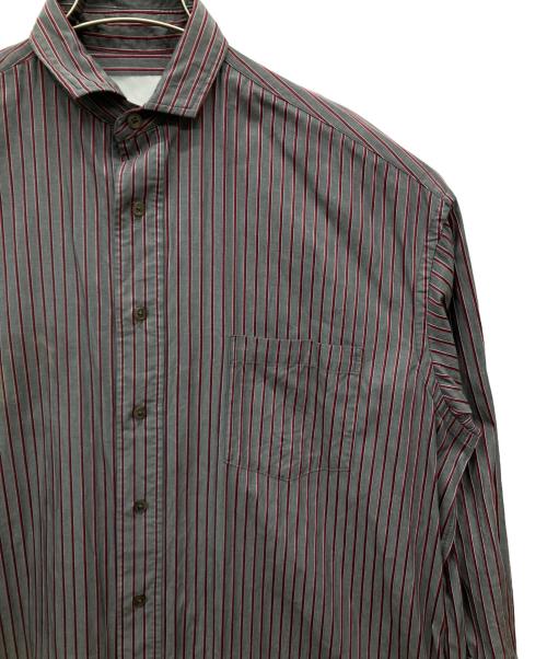 ticca（ティッカ）TICCA (ティッカ) SOMELOS/ストライプシャツワンピース グレー×レッド サイズ:FREEの古着・服飾アイテム