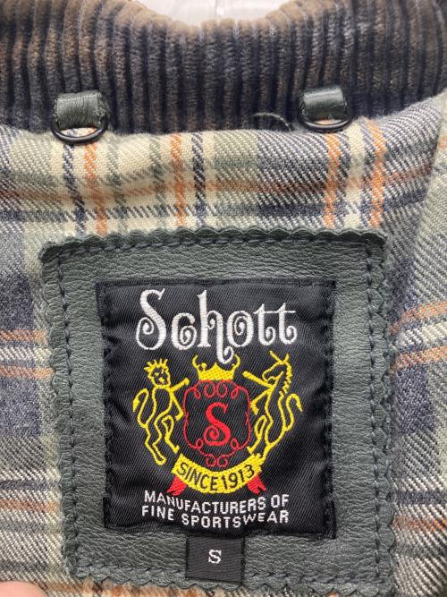 Schott（ショット）Schott (ショット) レーシングレザーブルゾン オリーブ サイズ:Sの古着・服飾アイテム