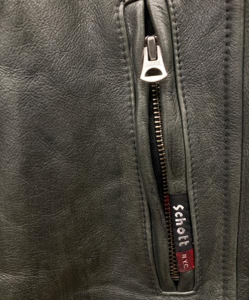 Schott（ショット）Schott (ショット) レーシングレザーブルゾン オリーブ サイズ:Sの古着・服飾アイテム