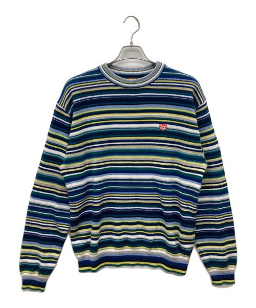 HUMAN MADE（ヒューマンメイド）HUMAN MADE (ヒューマンメイド) 23AW MULTI STRIPED KNIT SWEATER/23AW/マルチストライプニットセーター/ボーダーニット/ニット ネイビー×ブルー サイズ:Lの古着・服飾アイテム