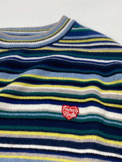 HUMAN MADE（ヒューマンメイド）HUMAN MADE (ヒューマンメイド) 23AW MULTI STRIPED KNIT SWEATER/23AW/マルチストライプニットセーター/ボーダーニット/ニット ネイビー×ブルー サイズ:Lの古着・服飾アイテム