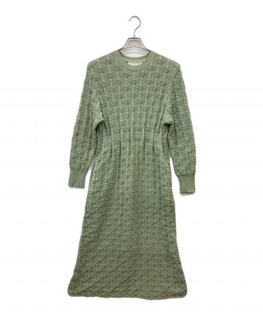 AKIRANAKA アキラナカ ミントグリーンニットワンピース 中古・古着通販】AKIRA NAKA (アキラナカ) 透かし編みニットワンピース