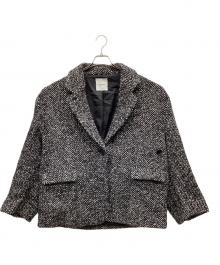 CLANE（クラネ）の古着「MIX COLOR OVER COAT/ミックスカラーオーバーコート」｜ホワイト×ブラック