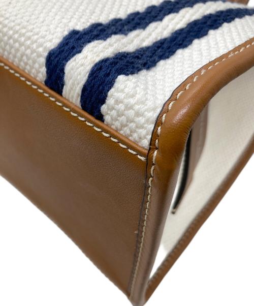 GIANNI CHIARINI（ジャンニ キアリーニ）GIANNI CHIARINI (ジャンニ キアリーニ) キャンバストートバッグ ホワイト×ブラウンの古着・服飾アイテム