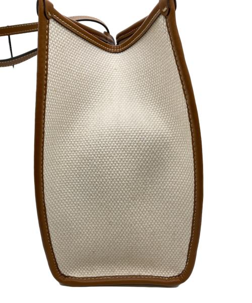 GIANNI CHIARINI（ジャンニ キアリーニ）GIANNI CHIARINI (ジャンニ キアリーニ) キャンバストートバッグ ホワイト×ブラウンの古着・服飾アイテム