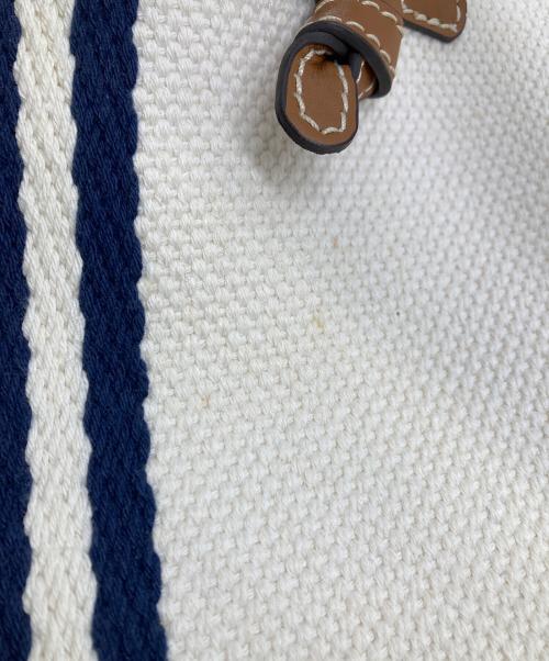 GIANNI CHIARINI（ジャンニ キアリーニ）GIANNI CHIARINI (ジャンニ キアリーニ) キャンバストートバッグ ホワイト×ブラウンの古着・服飾アイテム