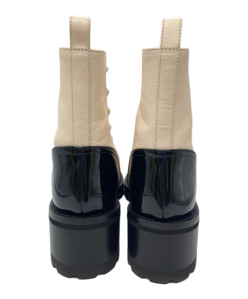 CHANEL（シャネル）CHANEL (シャネル) ココマーク レザー×パテント ショートブーツ ホワイト×ブラック サイズ:SIZE 38Cの古着・服飾アイテム