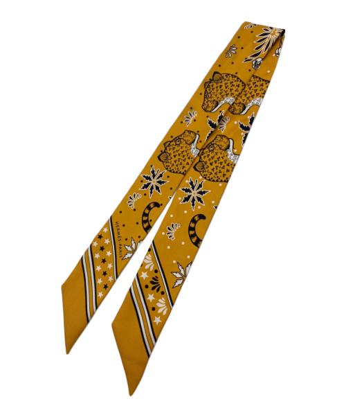 HERMES（エルメス）HERMES (エルメス) ツイリー スカーフ/シルク ミエル×ノワール×ブラン イエロー×ブラックの古着・服飾アイテム