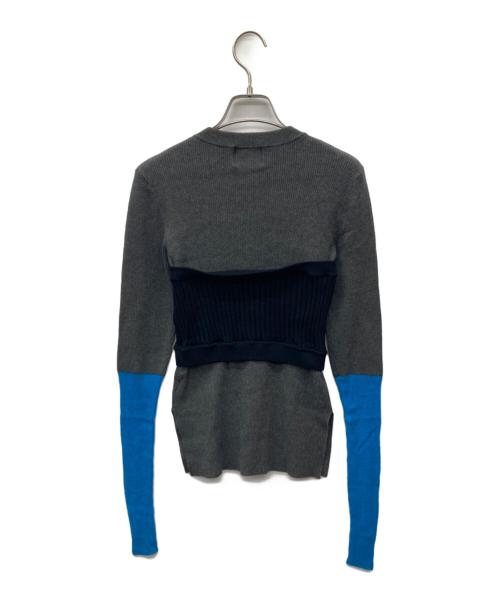 OMMO（オーエムエムオー）OMMO (オーエムエムオー) BUSTIER LAYERED BLOCKING KNIT グレー×ブルー サイズ:SIZE Freeの古着・服飾アイテム