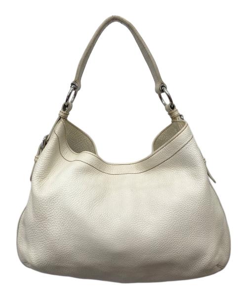 PRADA（プラダ）PRADA (プラダ) レザーセミショルダーバッグ アイボリーの古着・服飾アイテム