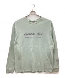 vivastudio（ビバスタジオ）の古着「プリントロングスリーブカットソー」｜ブルー