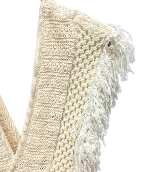 LEINWANDE（ラインヴァンド）LEINWANDE (ラインヴァンド) Patchwork Fringe Top/パッチワークフリンジトップ/ニットビスチェ ベージュ サイズ:FREEの古着・服飾アイテム